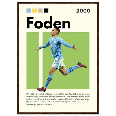 Phil Foden Manchester City Football Legend Poster 50x70 cm 20x28″ Dark wood frame Vibrantwalls
