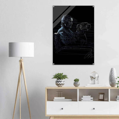 John Wick Dog Wall Decor – Abstract Acrylic Print, Modern Line Art, Glossy Finish, Iconic Duo Wall Decor - Vibrantwalls