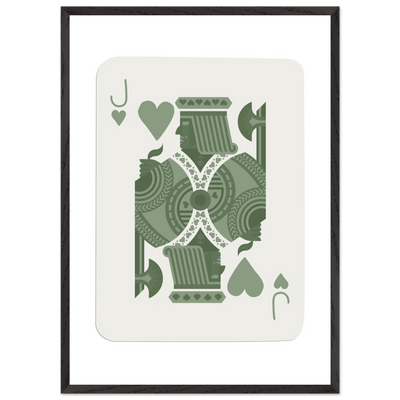 Minimalist Jack of Hearts Poker Card Print - Mounted Framed Eco-Friendly Art with Wood Frame - Vibrantwalls