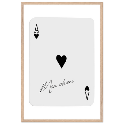 Ace of Hearts 'Mon Cheri' Art Print - Framed Poker Card Poster, Eco-Friendly Wood Frame - Vibrantwalls