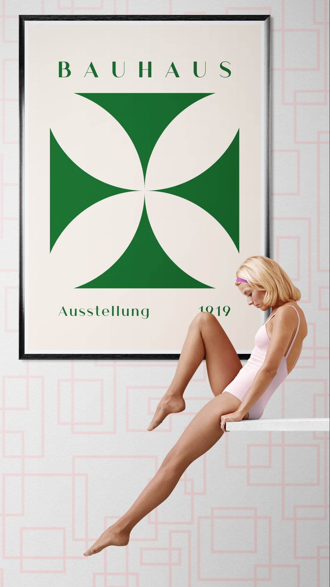 Deep Green Cream Bauhaus 1919 - Vibrantwalls