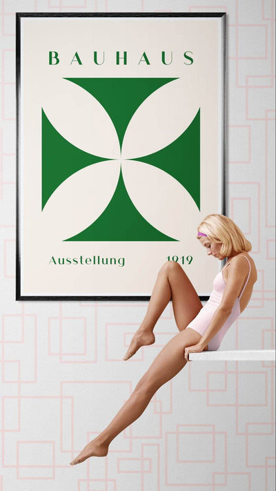 Deep Green Cream Bauhaus 1919 - Vibrantwalls