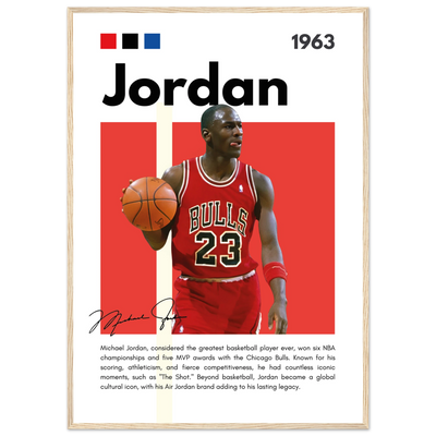 Michael Jordan Air Jordan Bulls Retro Print A1 (59.4 x 84.1 cm) Wood frame Vibrantwalls