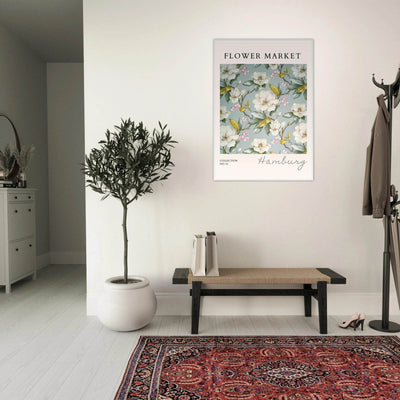 Hamburg 'Flower Market' Framed Poster – Elegant Magnolia & Cherry Blossom Art Print | Ready-to-Hang - Vibrantwalls