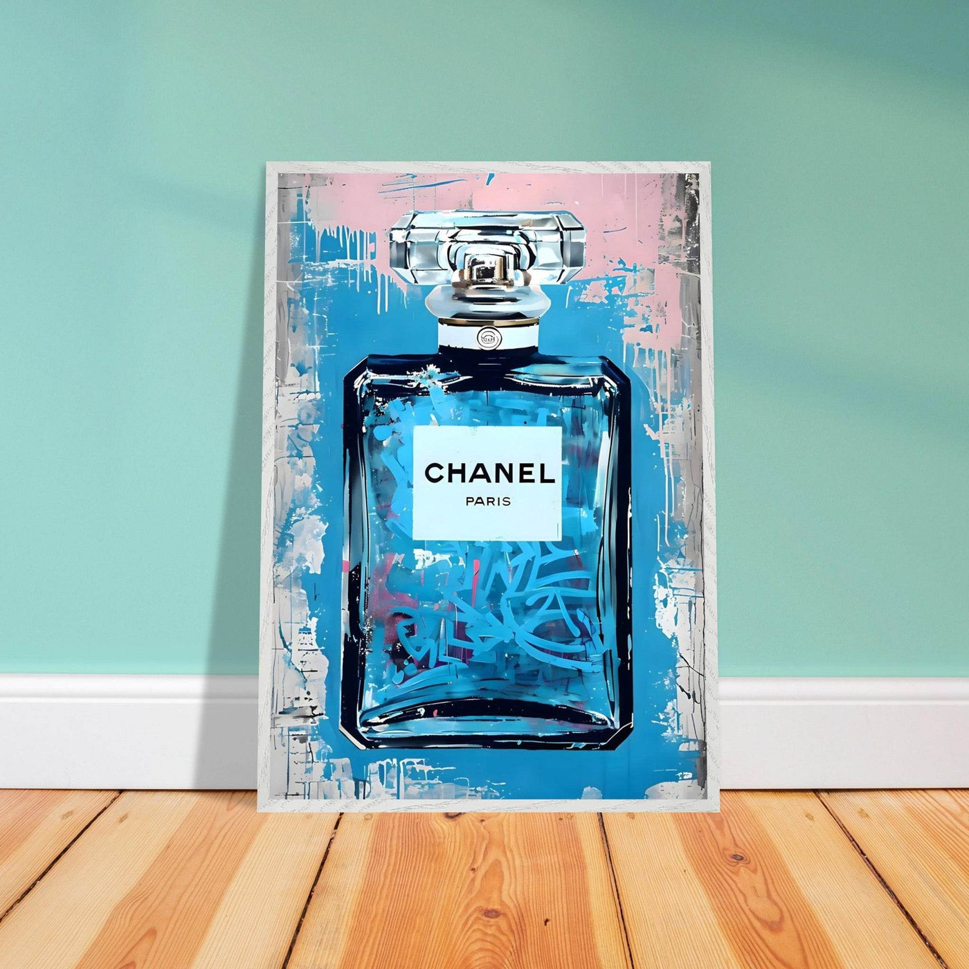 Abstract Chanel No. 5 Art Print in Mounted Frame - Iconic Glamour for Modern Decor - Vibrantwalls