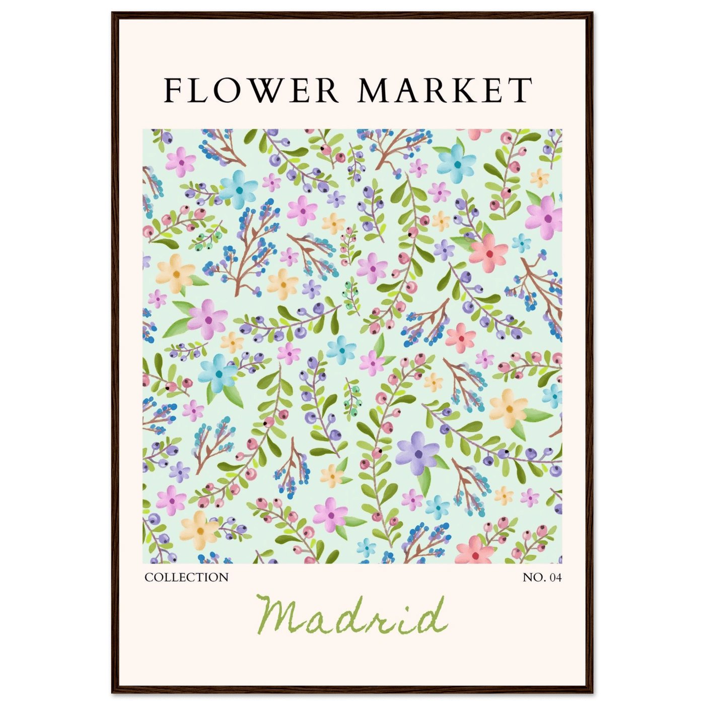 Flower Market Collection Framed Poster – Whimsical Floral & Berry Art Prints | Ready-to-Hang in Various Sizes - Vibrantwalls