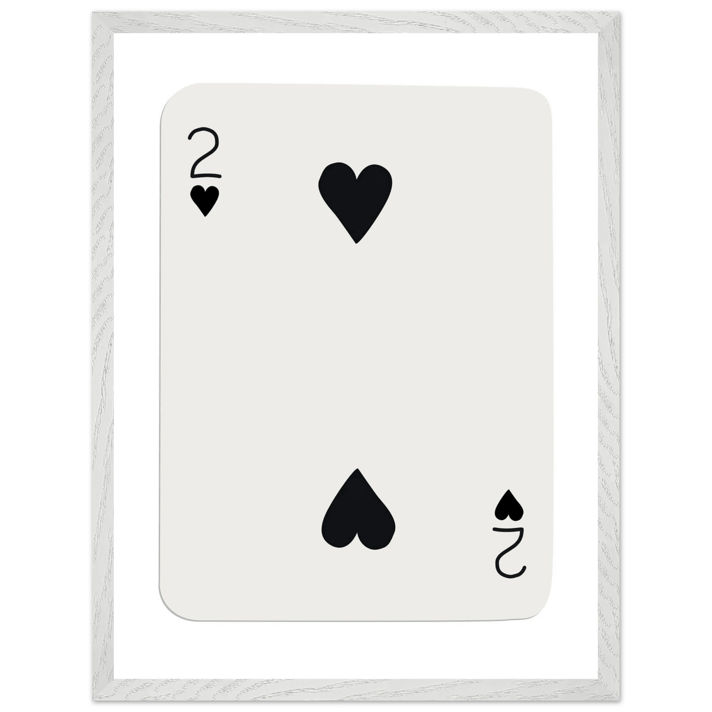 Minimalist Two of Hearts Poker Card Art Print - Framed Eco-Friendly Wooden Poster - Vibrantwalls