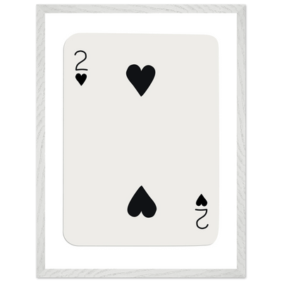 Minimalist Two of Hearts Poker Card Art Print - Framed Eco-Friendly Wooden Poster - Vibrantwalls