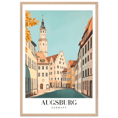 Augsburg Germany Framed Poster – Vintage European Cityscape Wall Art with Wooden Frame in Various Sizes - Vibrantwalls
