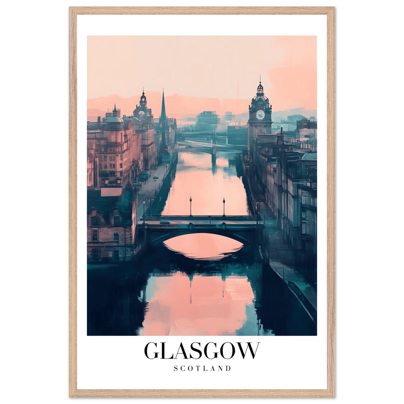 Glasgow Scotland Framed Poster – Atmospheric Cityscape Wall Art with Customizable Wooden Frame - Vibrantwalls