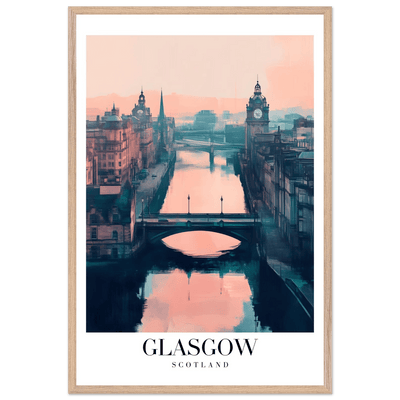 Glasgow Scotland Framed Poster – Atmospheric Cityscape Wall Art with Customizable Wooden Frame - Vibrantwalls