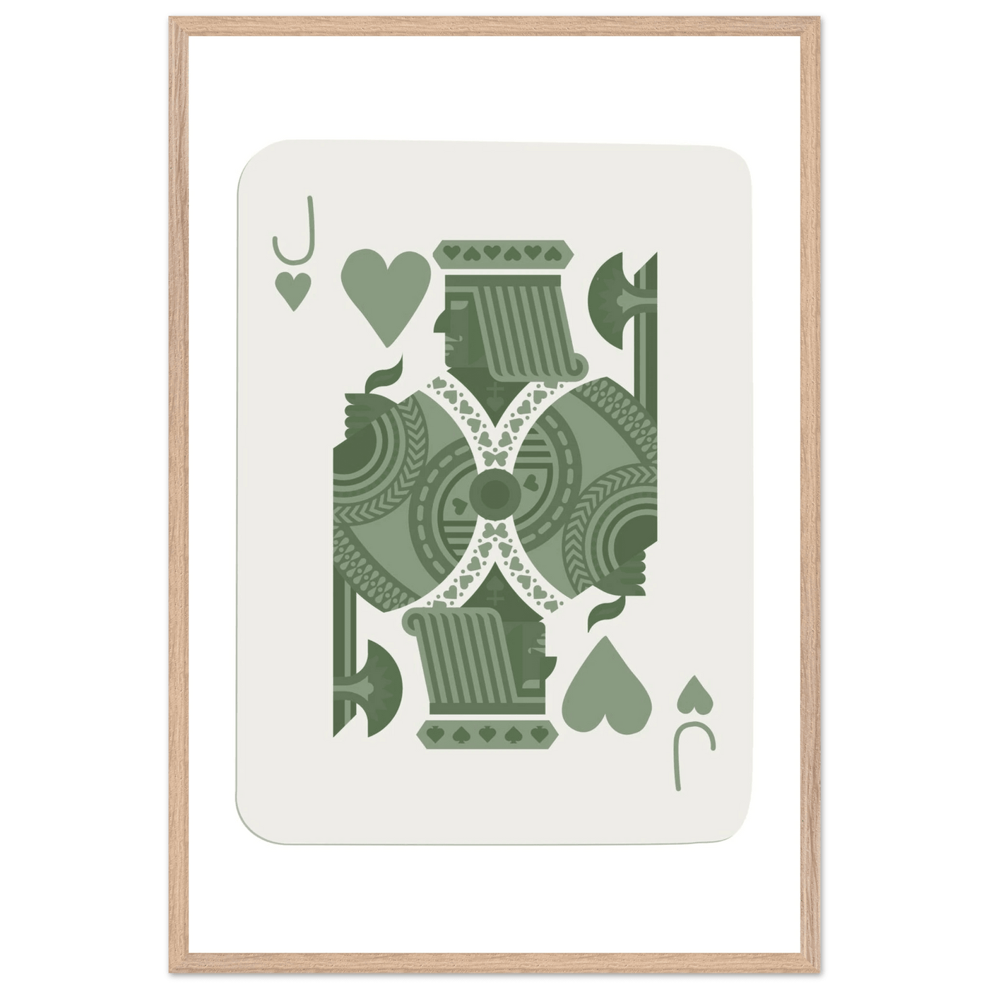 Minimalist Jack of Hearts Poker Card Print - Mounted Framed Eco-Friendly Art with Wood Frame - Vibrantwalls