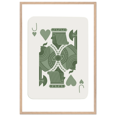 Minimalist Jack of Hearts Poker Card Print - Mounted Framed Eco-Friendly Art with Wood Frame - Vibrantwalls
