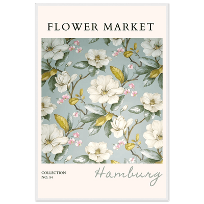 Hamburg 'Flower Market' Framed Poster – Elegant Magnolia & Cherry Blossom Art Print | Ready-to-Hang - Vibrantwalls