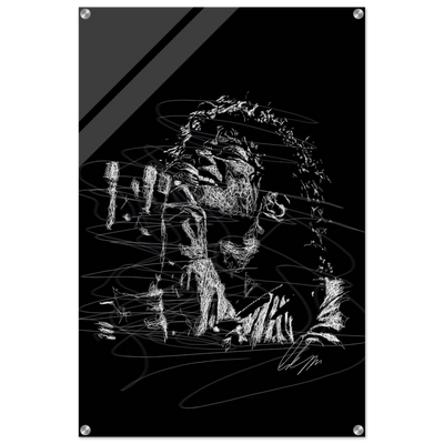 Michael Jackson Acrylic Print - Abstract Black & White Sketch Modern Wall Art in Multiple Sizes - Vibrantwalls
