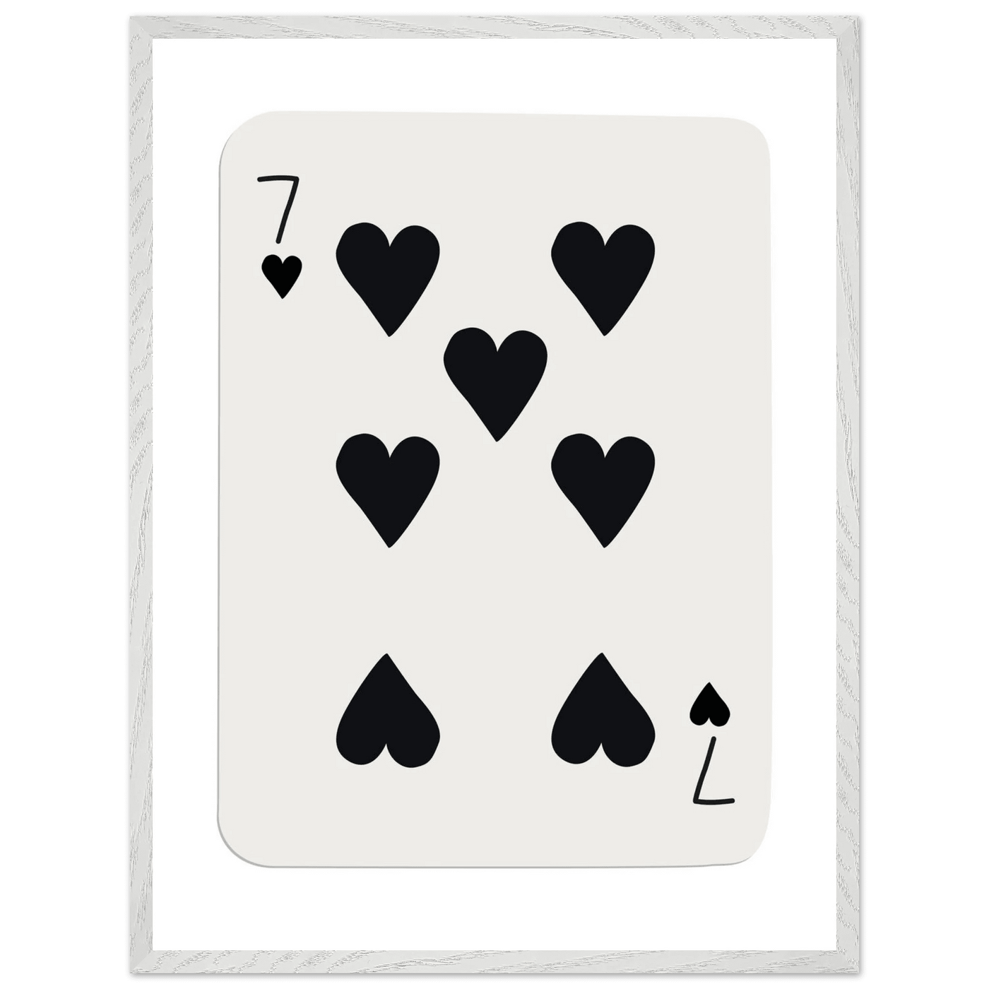 Seven of Hearts - Modern Poker Card Print Art - Eco-Friendly Wood Framed Poster, in your choice of elegant frames - Vibrantwalls