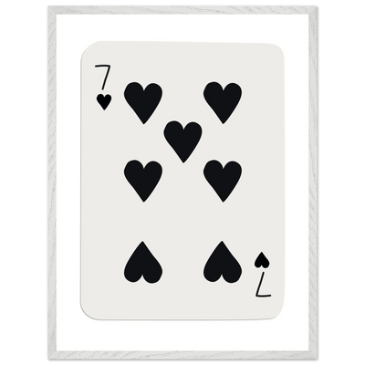 Seven of Hearts - Modern Poker Card Print Art - Eco-Friendly Wood Framed Poster, in your choice of elegant frames - Vibrantwalls