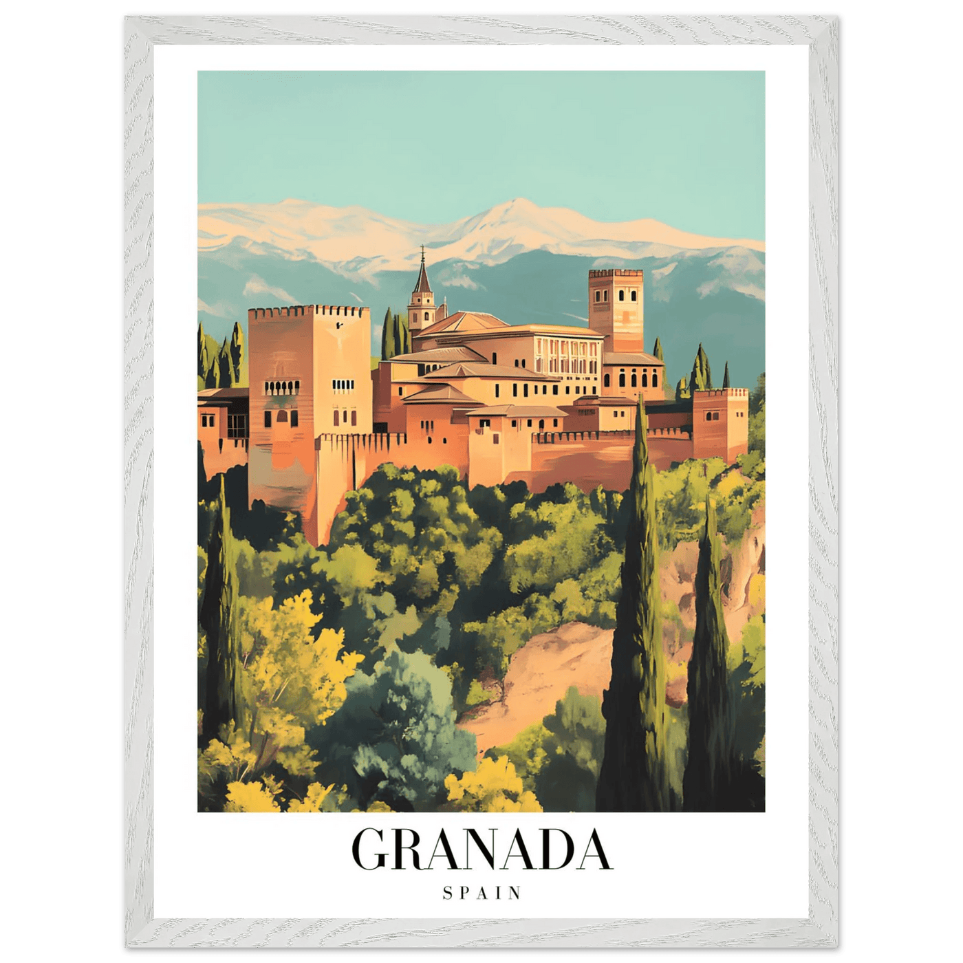Granada Spain Framed Poster – Vintage Travel Wall Art with Wooden Frame - Vibrantwalls