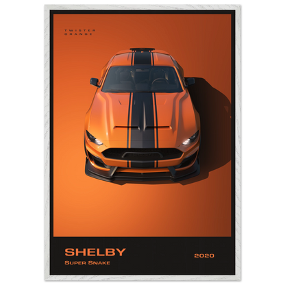 Shelby Super Snake 2020 "Twister Orange" Framed Poster | Modern Automotive Art, Ready-to-Hang Premium Quality 70x100 cm 28x40″ White frame Vibrantwalls