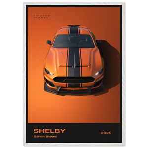 Shelby Super Snake 2020 "Twister Orange" Framed Poster | Modern Automotive Art, Ready-to-Hang Premium Quality 70x100 cm 28x40″ White frame Vibrantwalls