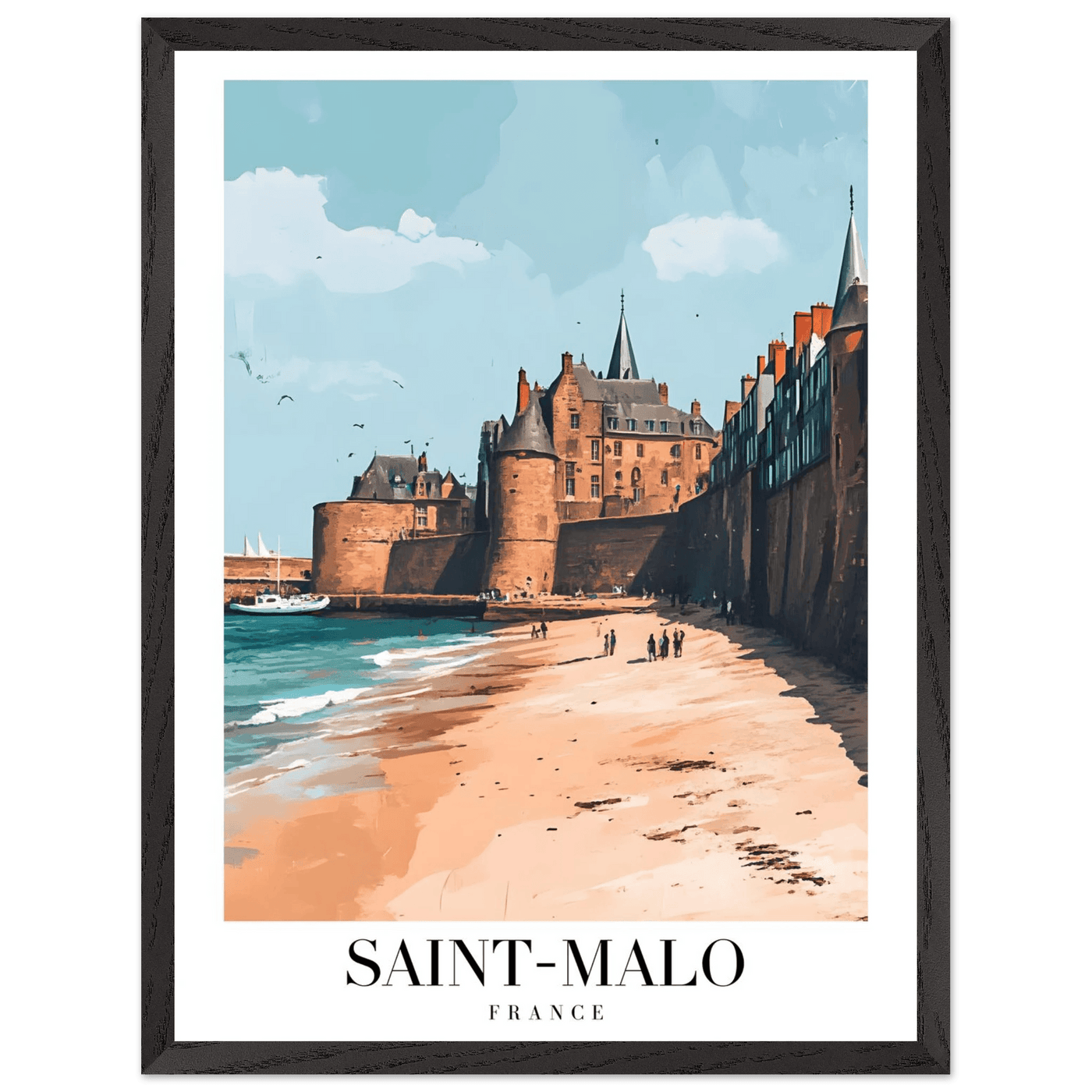 Saint-Malo France Framed Poster – Vintage Coastal Wall Art with Custom Wooden Frame - Vibrantwalls