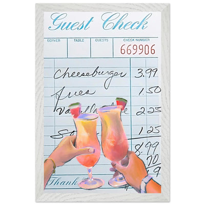 Retro Diner Cocktail "Guest Check" 28x43 cm XL (11x17″) White frame Ready-to-hang Vibrantwalls