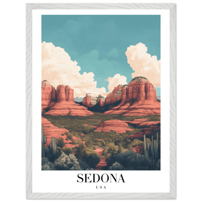 Sedona USA Framed Poster – Iconic Red Rocks Wall Art with Vintage Desert Vibes - Vibrantwalls