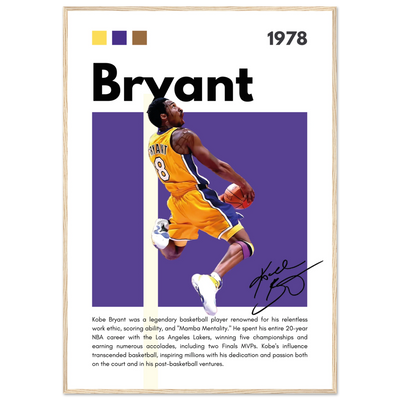 Kobe Bryant Black Mamba Lakers Vintage Poster 70x100 cm 28x40″ Wood frame Vibrantwalls