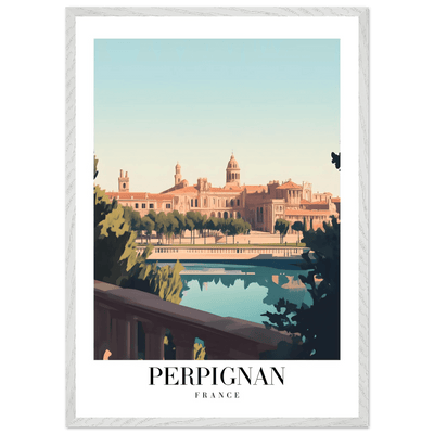 Perpignan France Framed Poster – Vintage Cityscape Wall Art with Wooden Frame - Vibrantwalls