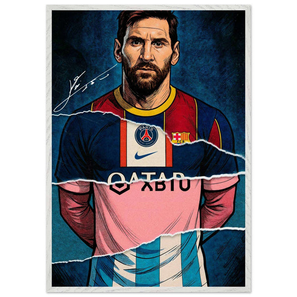 Lionel Messi Split Kit Pop Art Framed Poster – Eco-Friendly, Ready to Hang - Vibrantwalls