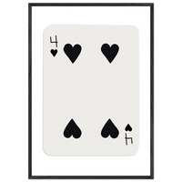 Minimalist Four of Hearts Poker Card Print - Mounted Framed Poster Art, Eco-Friendly Wood Frame - Vibrantwalls
