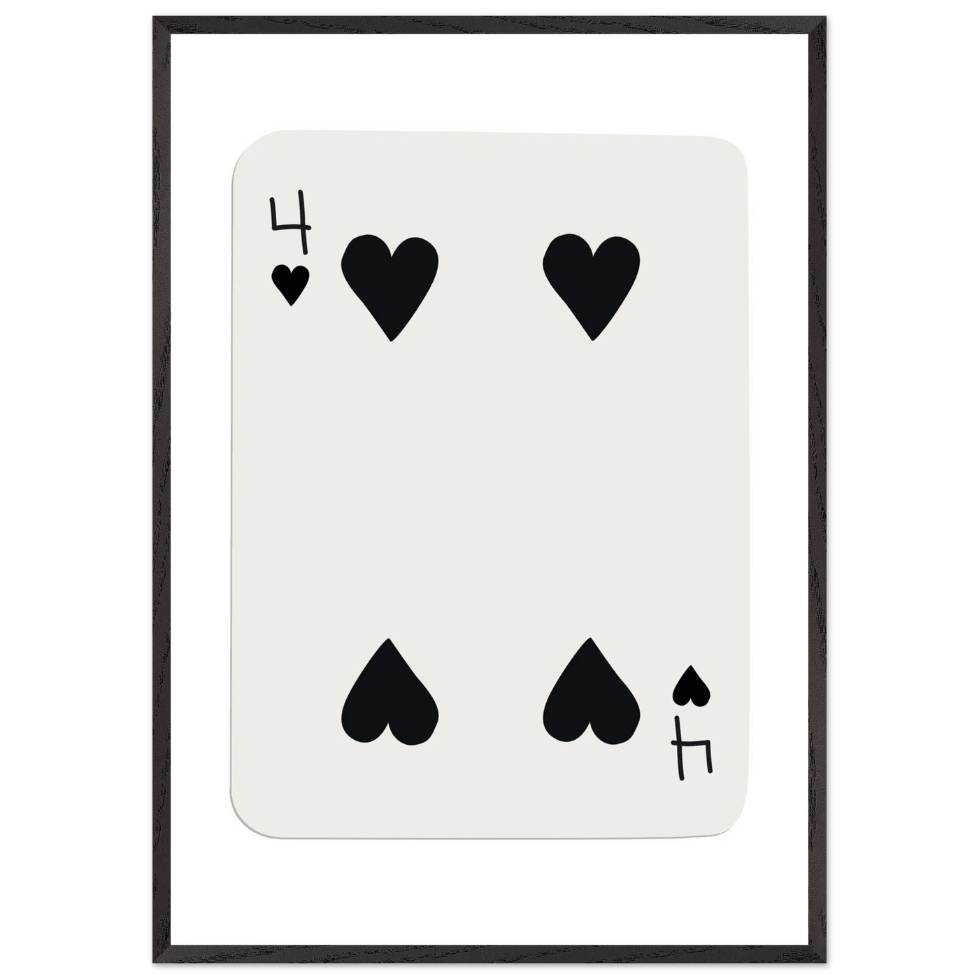 Minimalist Four of Hearts Poker Card Print - Mounted Framed Poster Art, Eco-Friendly Wood Frame - Vibrantwalls