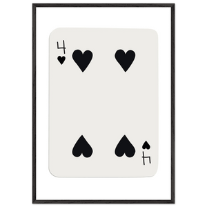 Minimalist Four of Hearts Poker Card Print - Mounted Framed Poster Art, Eco-Friendly Wood Frame - Vibrantwalls