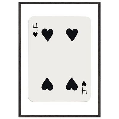 Minimalist Four of Hearts Poker Card Print - Mounted Framed Poster Art, Eco-Friendly Wood Frame - Vibrantwalls