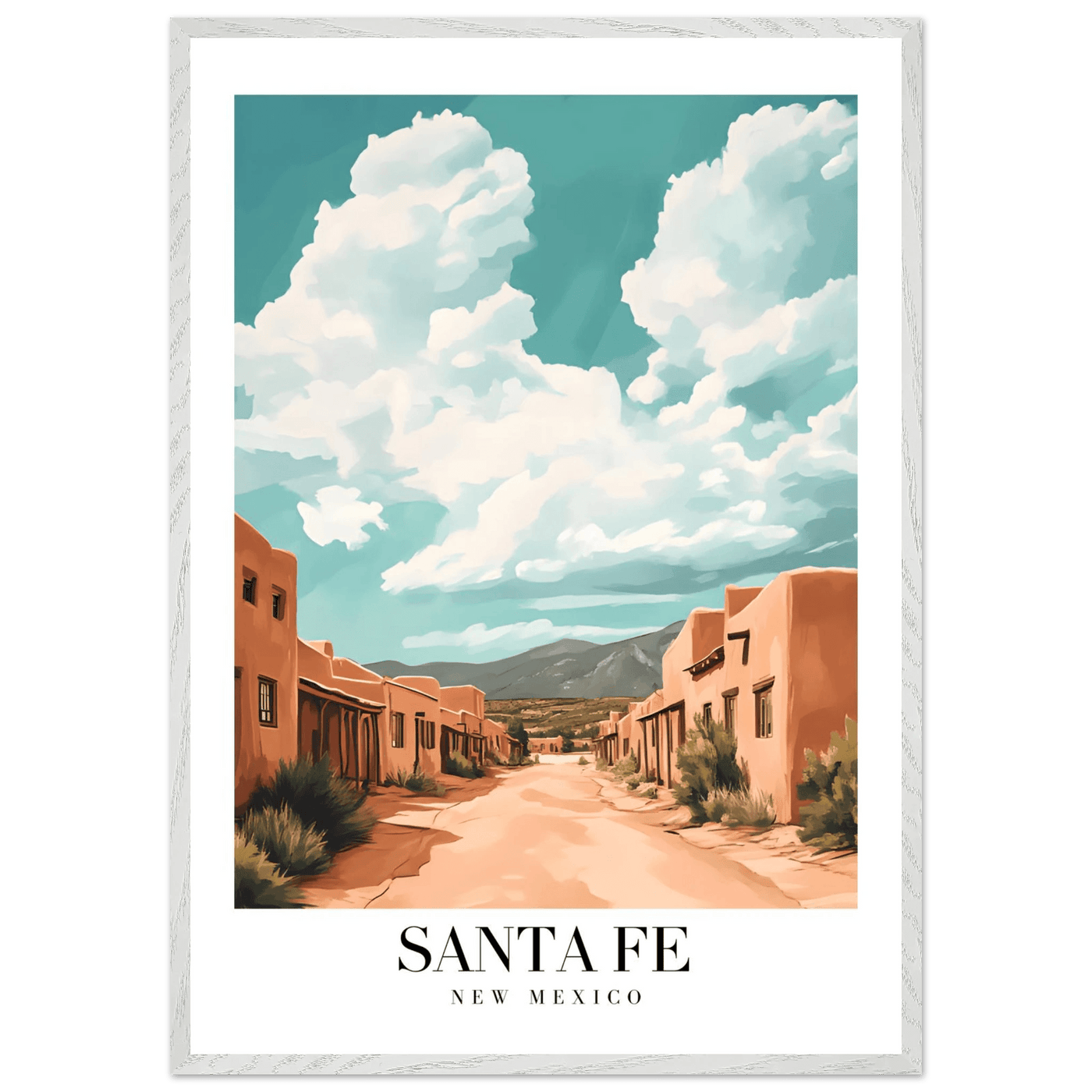 Santa Fe New Mexico Framed Poster – Vintage Southwest Wall Art with Wooden Frame - Vibrantwalls