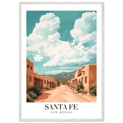 Santa Fe New Mexico Framed Poster – Vintage Southwest Wall Art with Wooden Frame - Vibrantwalls