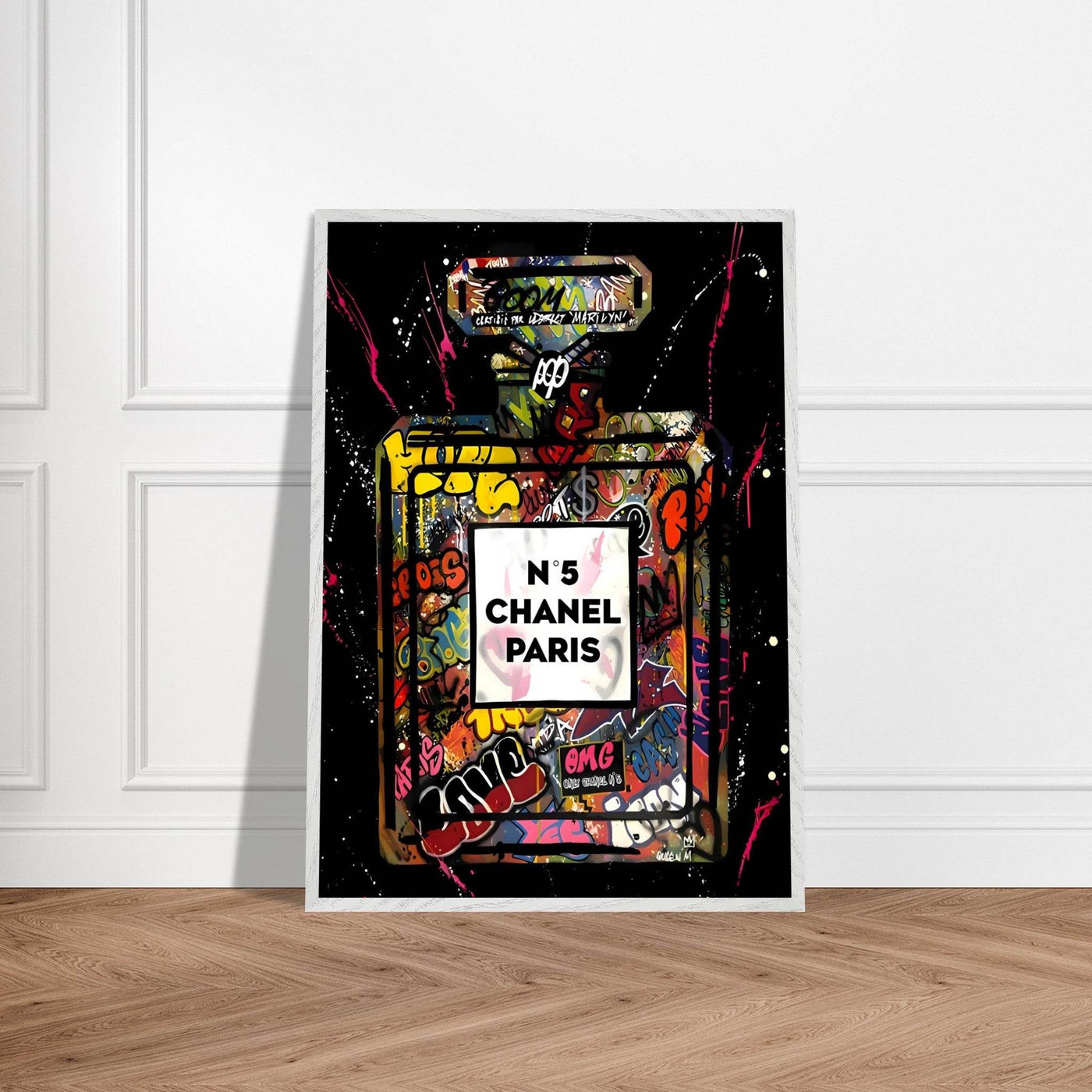 Coco Mademoiselle Chanel Perfume Pop Art Graffiti Print - Iconic Scent, Street Style Art Piece in Your Choice of Frame - Vibrantwalls