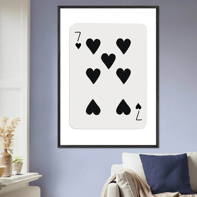 Seven of Hearts - Modern Poker Card Print Art - Eco-Friendly Wood Framed Poster, in your choice of elegant frames - Vibrantwalls