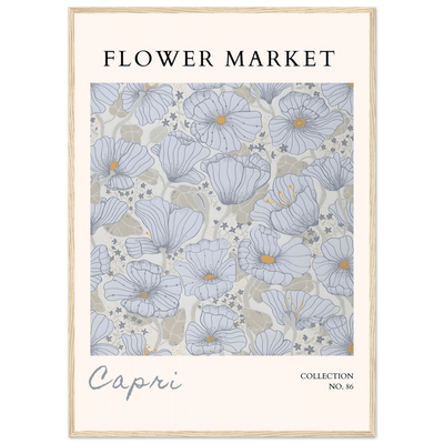 Capri Flower Market Framed Poster – Serene Floral Art Print in Cool Tones | Ready-to-Hang Wall Decor - Vibrantwalls
