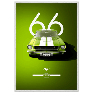 1966 Shelby GT350 Fastback Poster - Iconic Green & White Racing Stripes | Premium Framed Art, Ready-to-Hang - Vibrantwalls