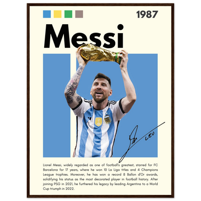 Lionel Messi World Cup Champion Framed Poster 60x80 cm 24x32″ Dark wood frame Vibrantwalls
