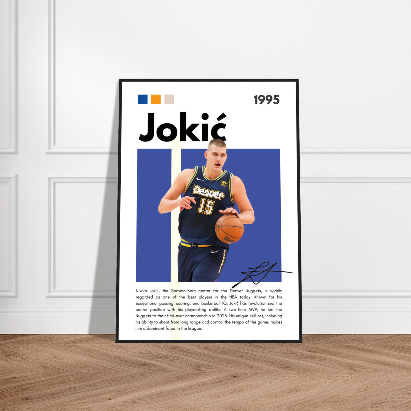 Nikola Jokic Joker Nuggets Minimalist Art Print Vibrantwalls
