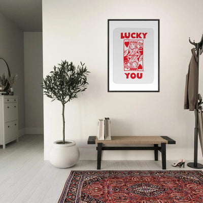 Lucky You Poker Card Art Print - Two of Hearts King - Framed Poster with Eco-Friendly Wood Frame - Vibrantwalls