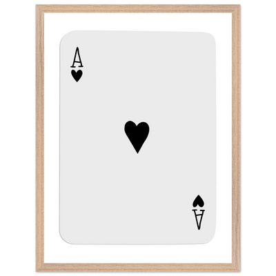 Ace of Hearts Minimalist Poker Card Art - Eco-Friendly Mounted Framed Poster, Choice of Frame Finish & Size - Vibrantwalls