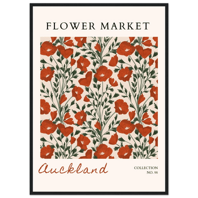 Auckland Flower Market Framed Poster – Vibrant Poppy Art Print | Ready-to-Hang Floral Decor - Vibrantwalls