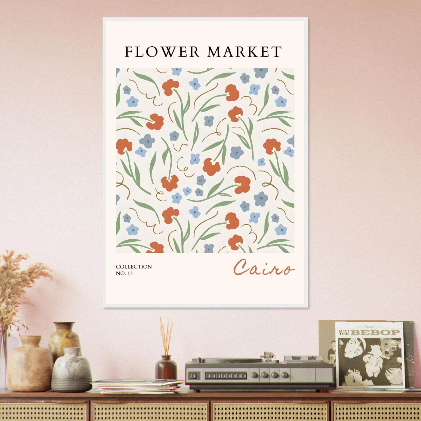 Flower Market Cairo Framed Poster – Abstract Floral Art Print | Earthy Tones & Ready-to-Hang Decor - Vibrantwalls