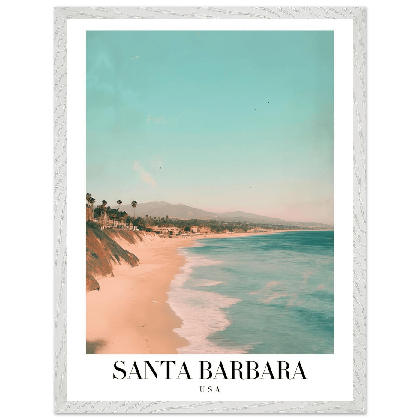 Santa Barbara USA Framed Poster – Pastel Beach Travel Wall Art in Your Choice of Frame - Vibrantwalls