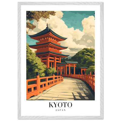 Kyoto Japan Pagoda Framed Poster – Japanese Temple Wall Art in Vibrant Orange with Wooden Frame - Vibrantwalls