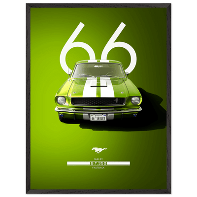 1966 Shelby GT350 Fastback Poster - Iconic Green & White Racing Stripes | Premium Framed Art, Ready-to-Hang - Vibrantwalls