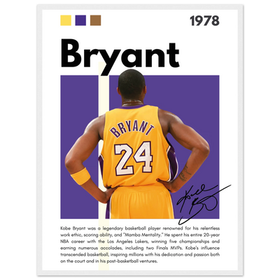 Kobe Bryant Mamba Mentality Lakers Framed Poster 45x60 cm 18x24″ White frame Vibrantwalls